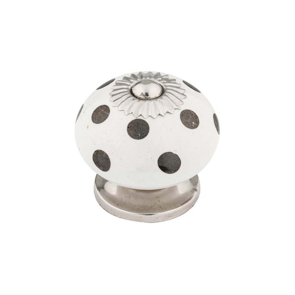 1 9/16" Round Eclectic Ceramic Knob in Chrome With White