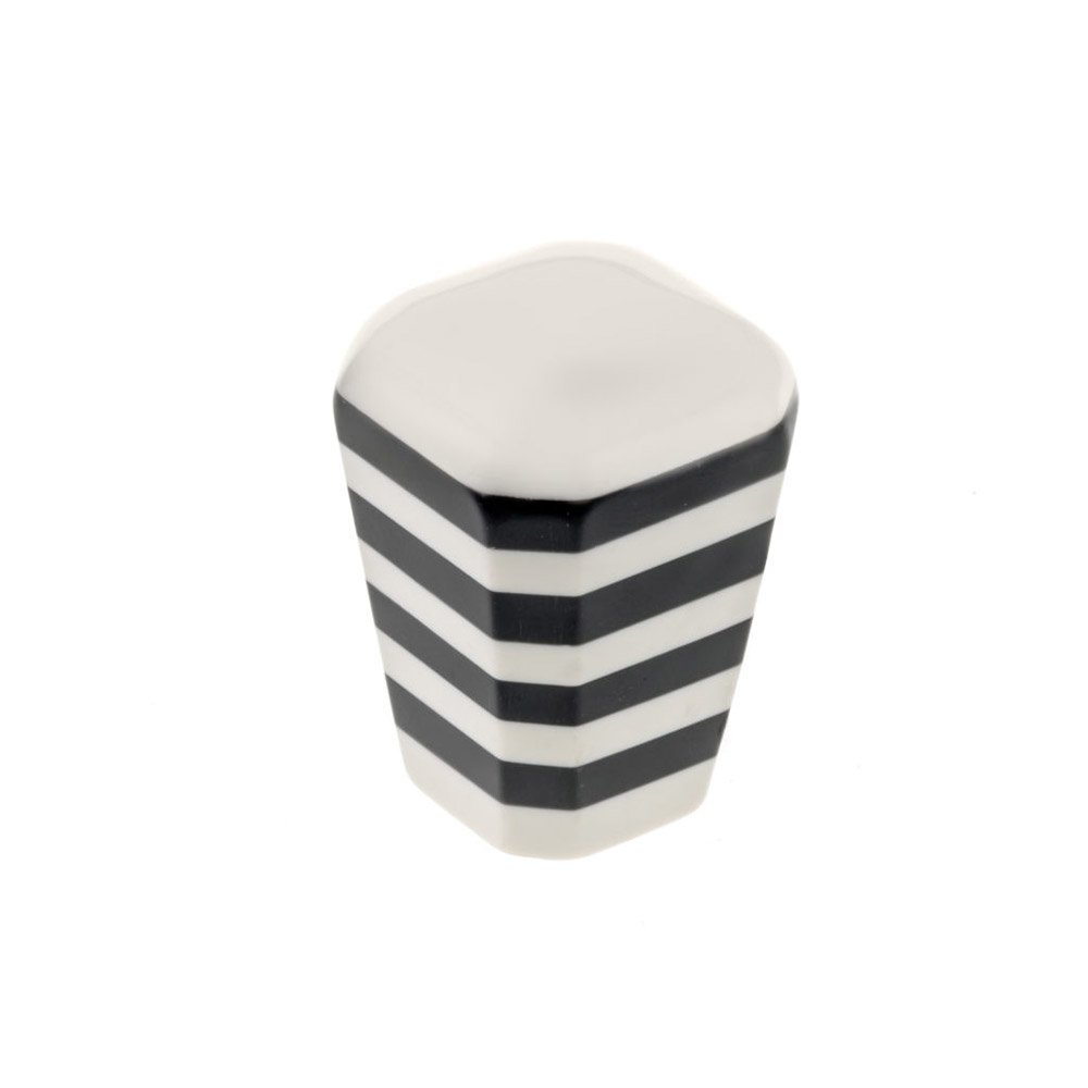 1 3/16" Long Eclectic Plastic Knob in Black with Cream