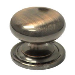 1 1/2" Plain Solid Knob with Backplate in Antique Copper