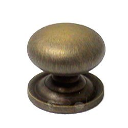 1 1/8" Plain Solid Knob with Backplate in Antique English