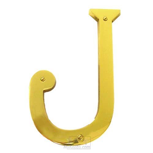 9" Hollow Front Fixing Letters J in Polished Brass