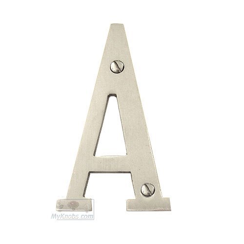 4" Solid Front Fixing Letters A in Satin Nickel