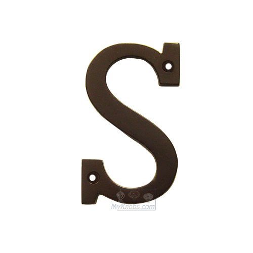 4" Solid Front Fixing Letters S in Powder Coated Bronze