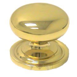 1 1/2" Plain Solid Knob with Backplate in Polished Brass