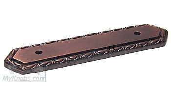3" Center Deco Leaf Edge Backplate in Distressed Copper