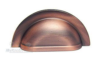 3" Centers Smooth Half Circle Cup Pull in Distressed Copper