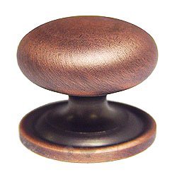 1 1/2" Plain Solid Knob with Backplate in Distressed Copper