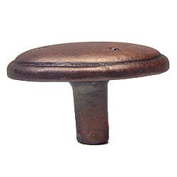Distressed Heavy Oval Knob with Ring Edge in Distressed Copper