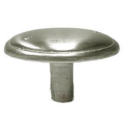 Distressed Heavy Oval Knob with Ring Edge in Satin Nickel
