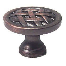 Large Cross Hatched Knob in Distressed Copper