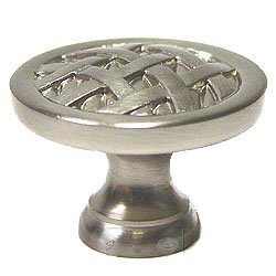 Large Cross Hatched Knob in Satin Nickel