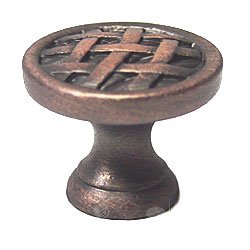 Small Cross Hatched Knob in Distressed Copper