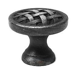 Small Cross Hatched Knob in Distressed Nickel