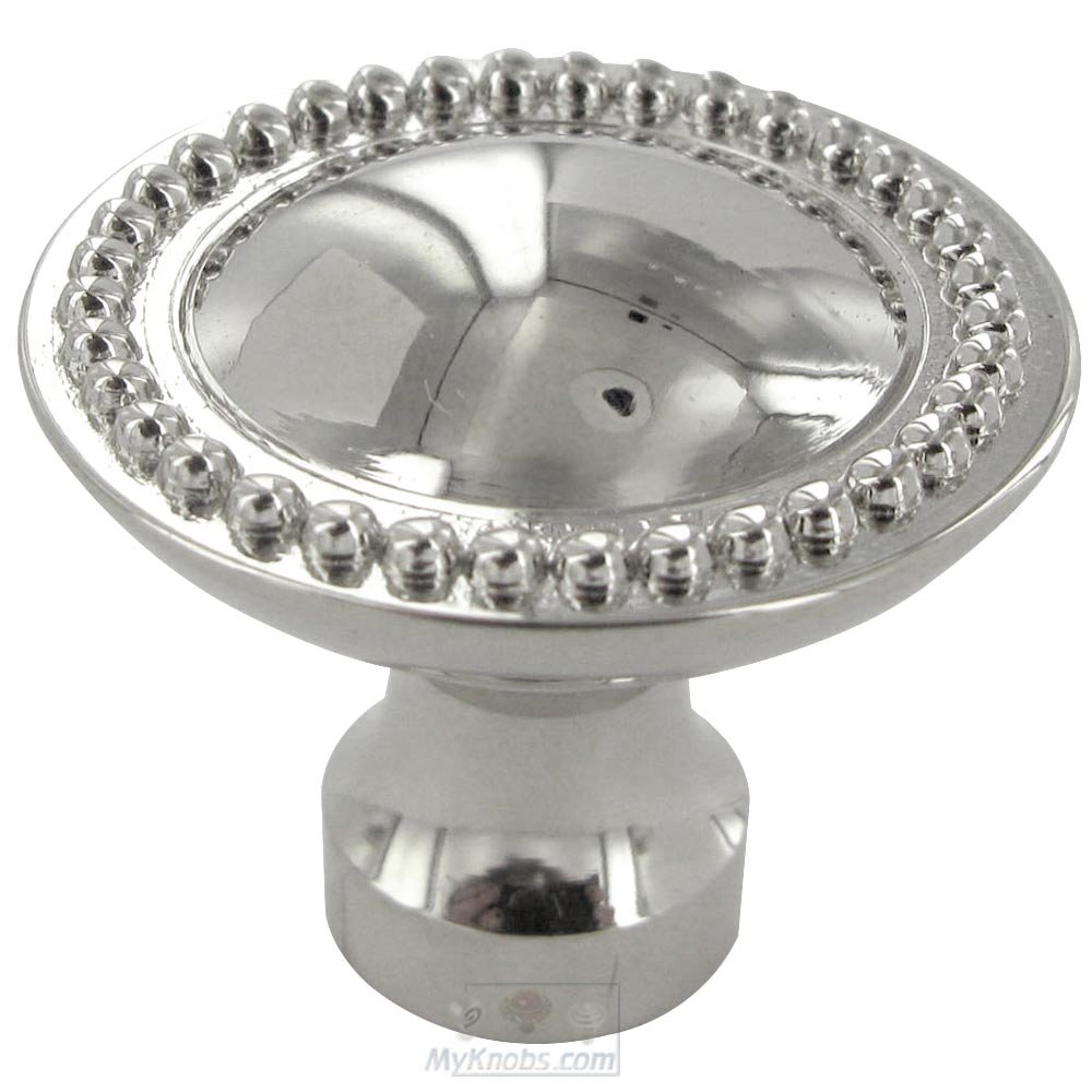 Plain Knob with Beaded Edge in Polished Nickel