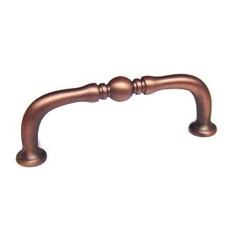 3" Centers Decorative Elongated Colonial Pull in Distressed Copper