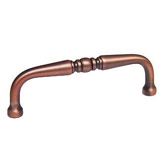 3 1/2" Center Decorative Curved Pull in Distressed Copper