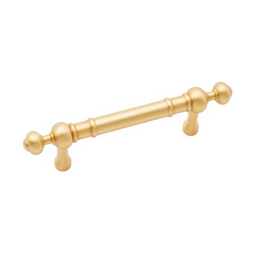 3" Centers Plain Pull with Decorative Ends In Satin Brass