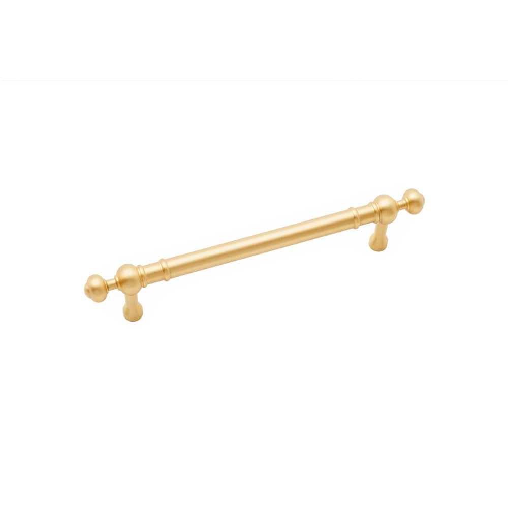5" Centers Plain Pull with Decorative Ends In Satin Brass