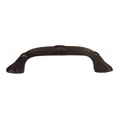 3 1/2" Centers Ornate Bow Pull with Lines and Crosses in Oil Rubbed Bronze