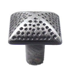 Square Knob with Divet Indents in Distressed Nickel