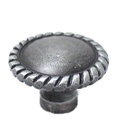 Plain Knob with Rope Edge in Distressed Nickel
