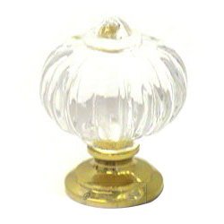 Acrylic Flower Knob in Polished Brass