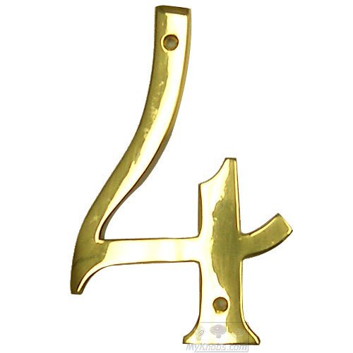 6" Hollow Front Fixing Numbers # 4 in Polished Brass