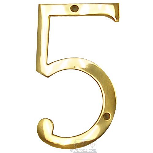 6" Hollow Front Fixing Numbers # 5 in Polished Brass