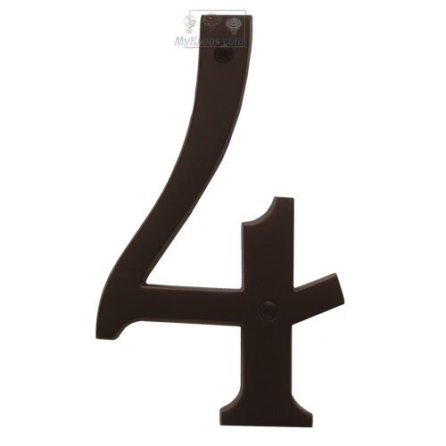 6" Hollow Front Fixing Numbers # 4 in Powder Coated Bronze