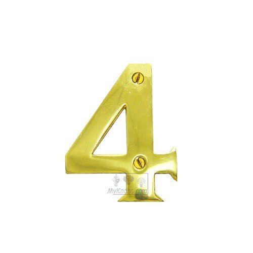 3" Solid Front Fixing Numbers # 4 in Polished Brass