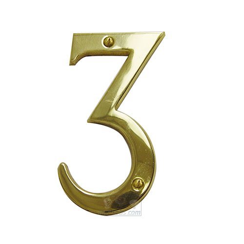 5" Hollow Front Fixing Numbers # 3 in Polished Brass