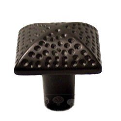 Square Knob with Divet Indents in Oil Rubbed Bronze