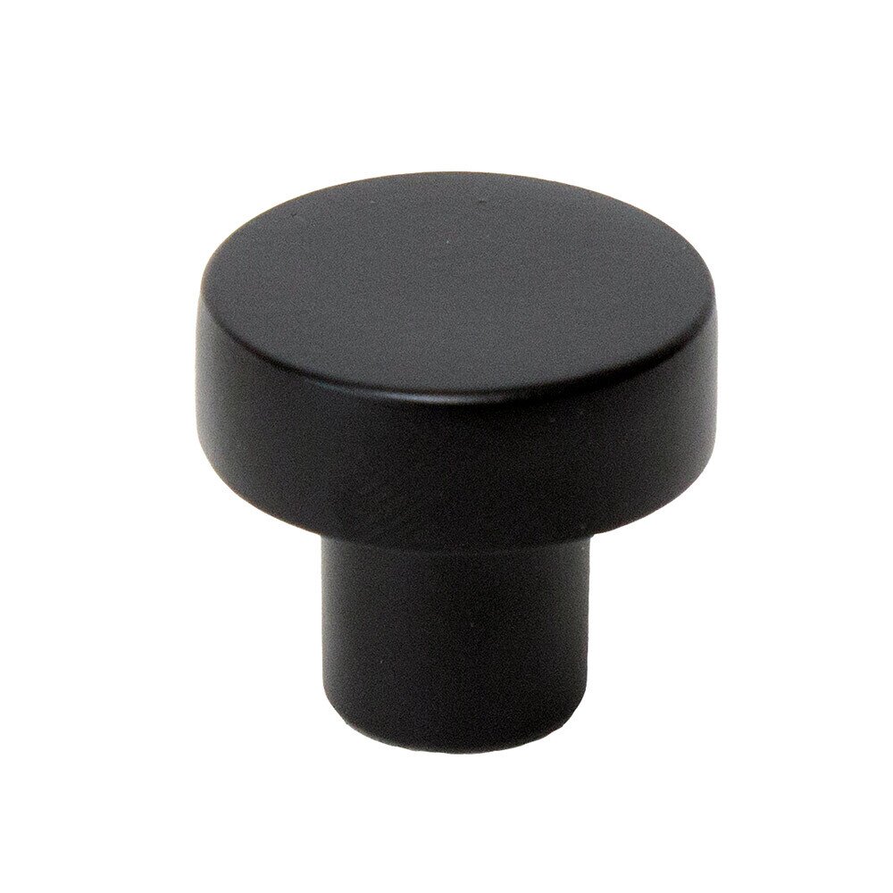 1 1/8" Diameter Small Modern Round Knob in Black