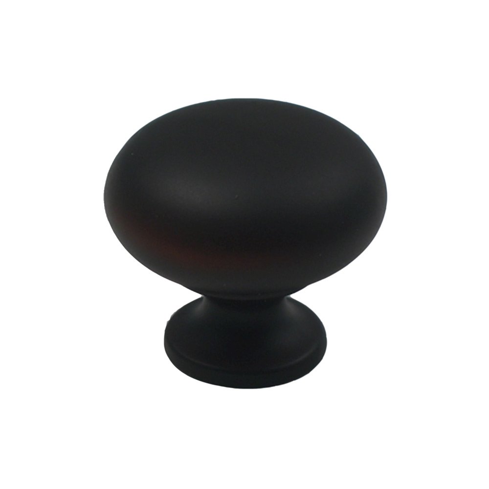 1 1/8" Diameter Plain Round Knob in Black