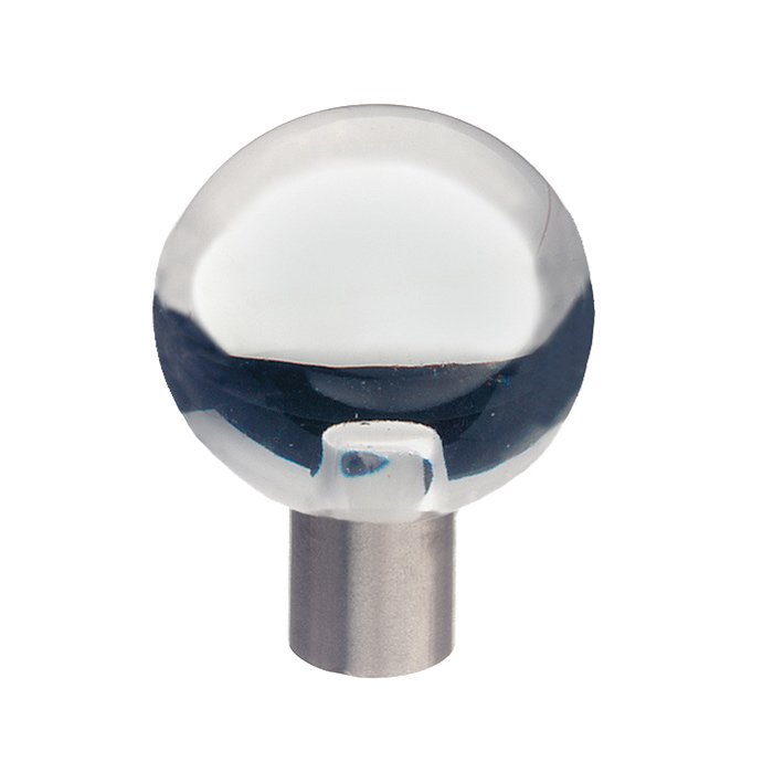 1 5/8" Diameter Knob in Brushed Stainless Steel and Clear Glass