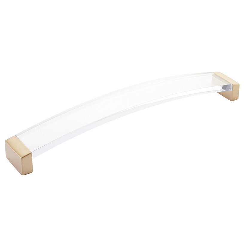 8 7/8" Centers Arched Pull in Signature Satin Brass and Clear