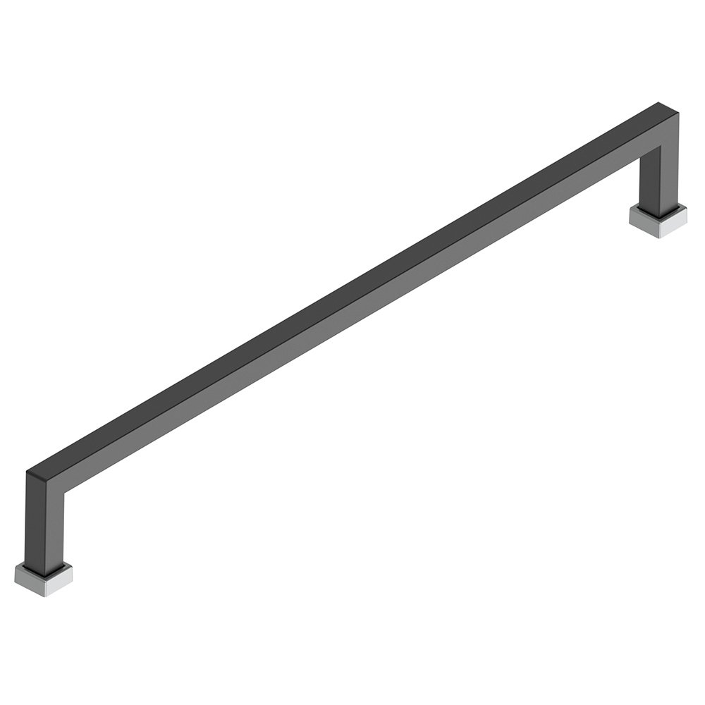 7 1/2" Centers Square Modern D-Handle in Matte Black with Matte Chrome Base