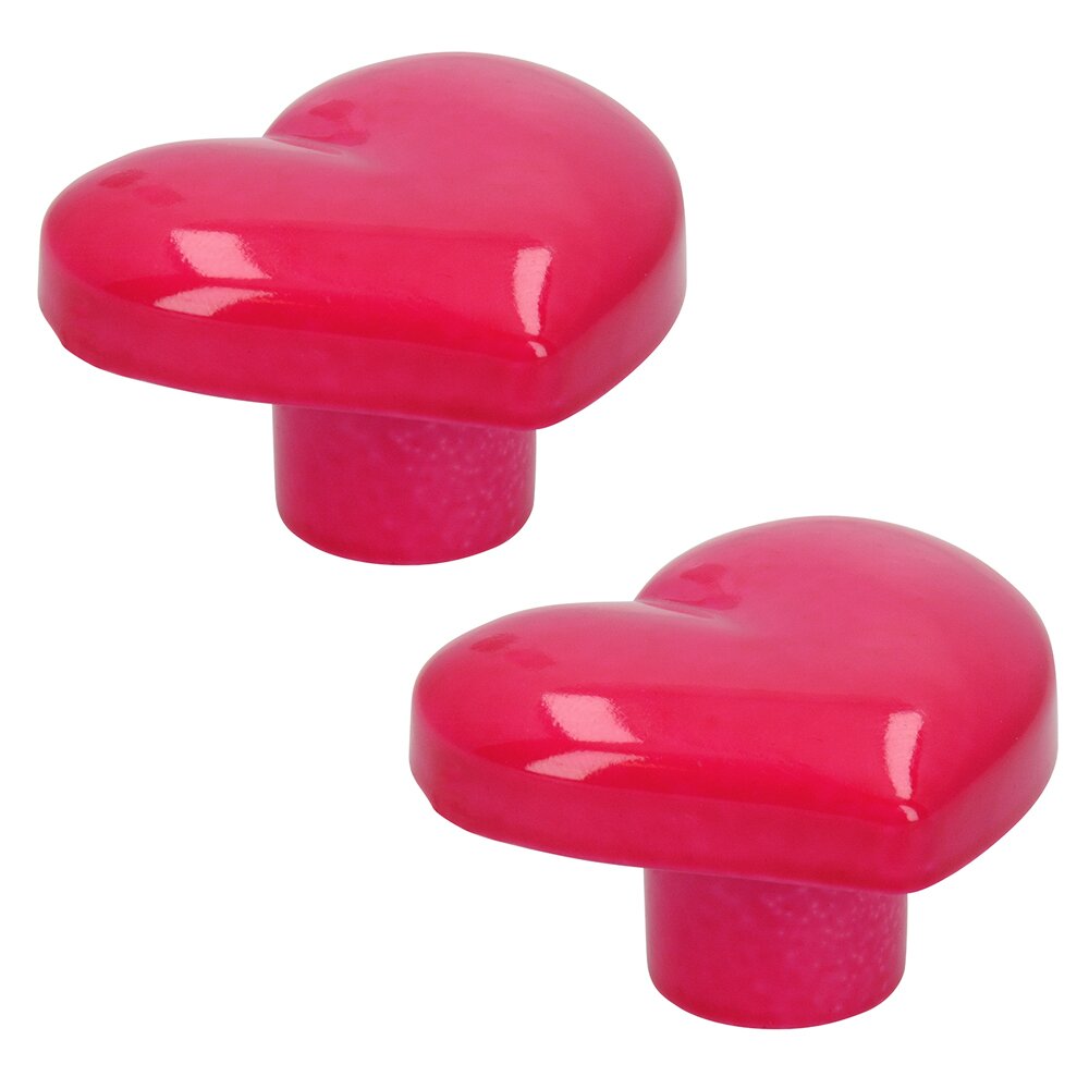 (Two Pack) 36 mm Long Heart Knob in Pink