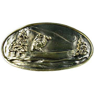 Fly Fishing Pull in Antique Brass