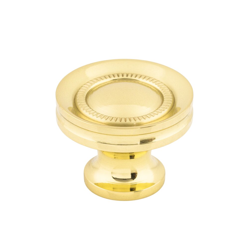 Button Faced 1 1/4" Diameter Mushroom Knob in Polished Brass