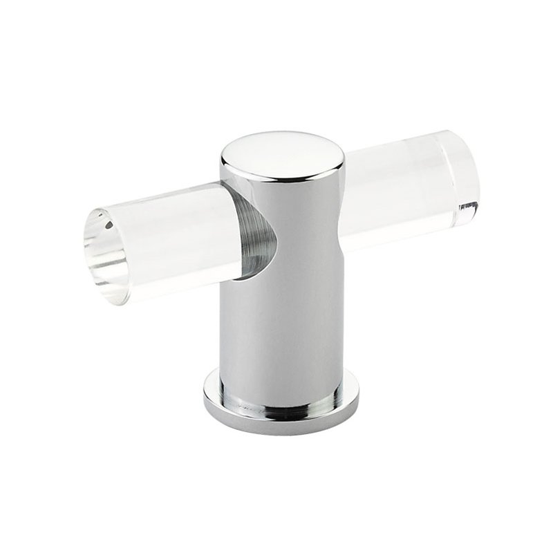 2" Adjustable Clear Acrylic T-Knob In Polished Chrome