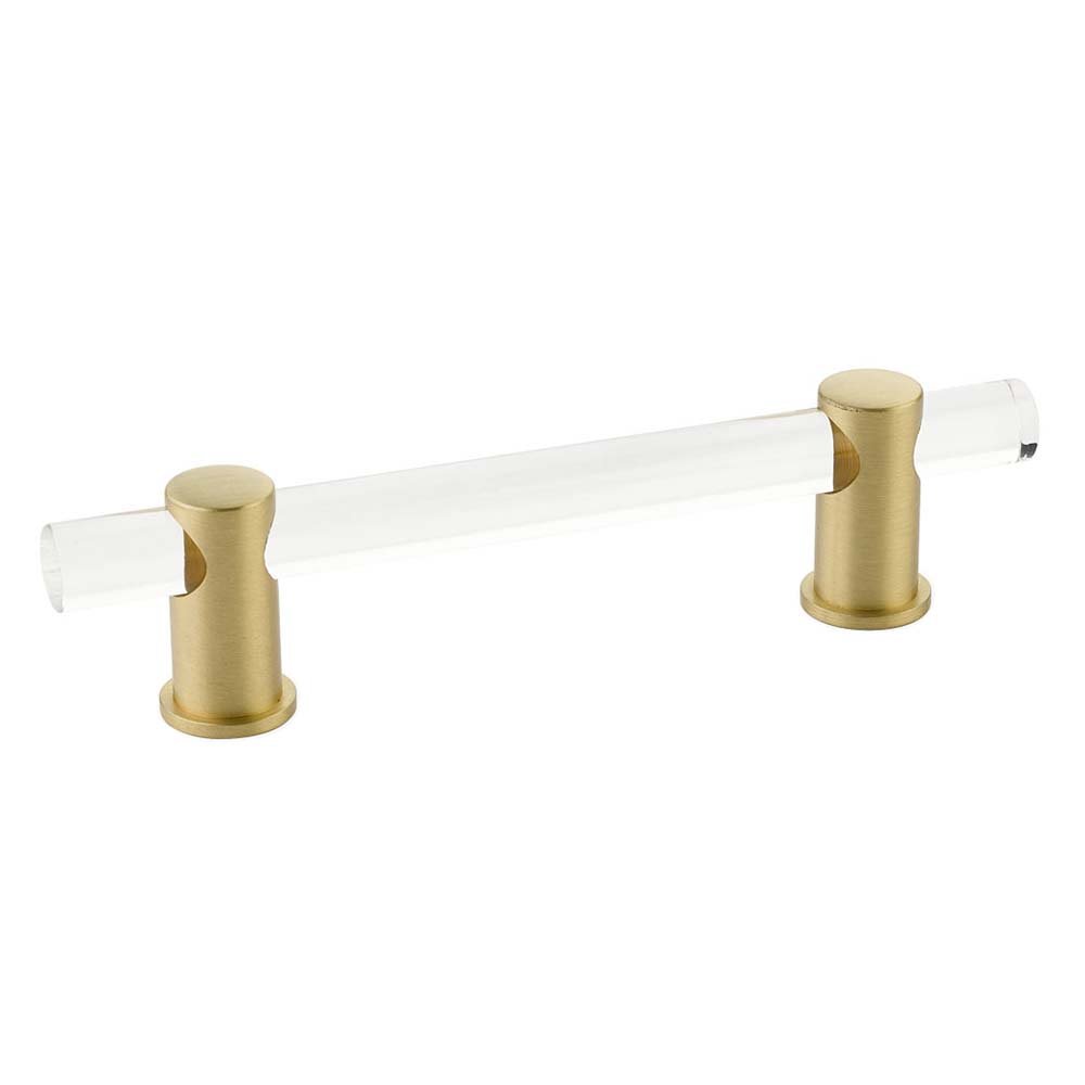 4" Centers Adjustable Clear Acrylic Pull In Satin Brass