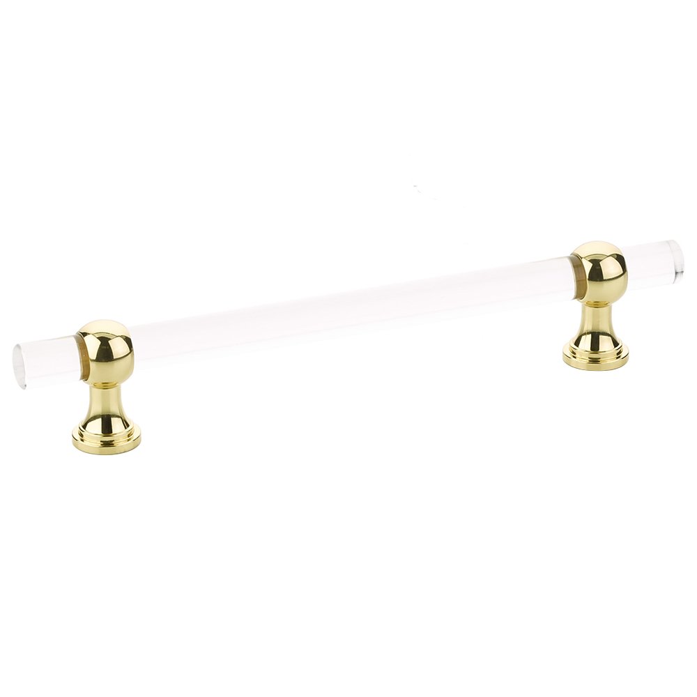 6" Centers Adjustable Clear Acrylic Pull In Polished Brass