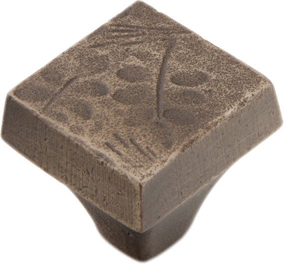 1 1/4" Square Fossil Impressions Knob in Antique Iron