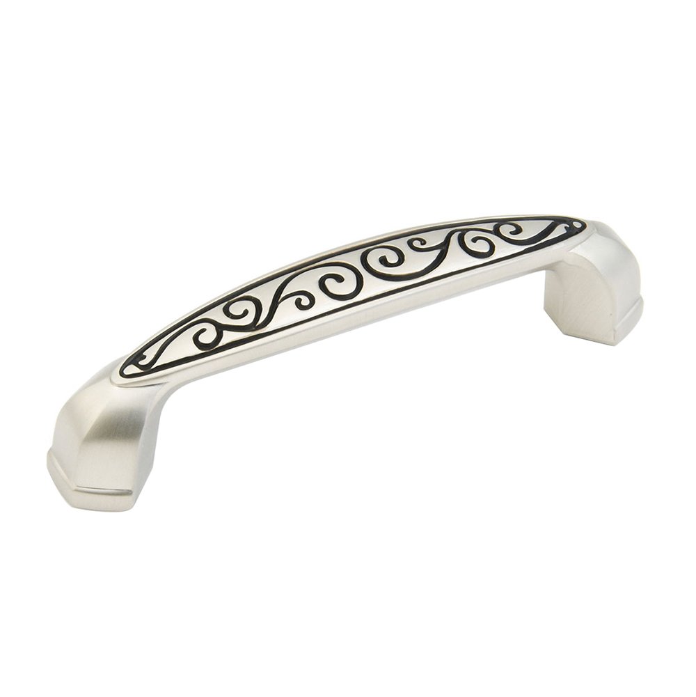 3 3/4" (96mm) Centers Brushed Nickel Black Pull