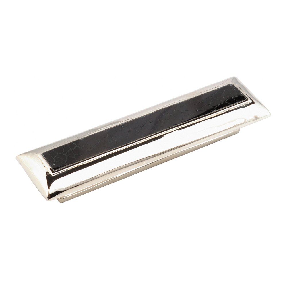 3" Centers Solid Brass Square Handle in Polished Nickel with Black Mother of Pearl
