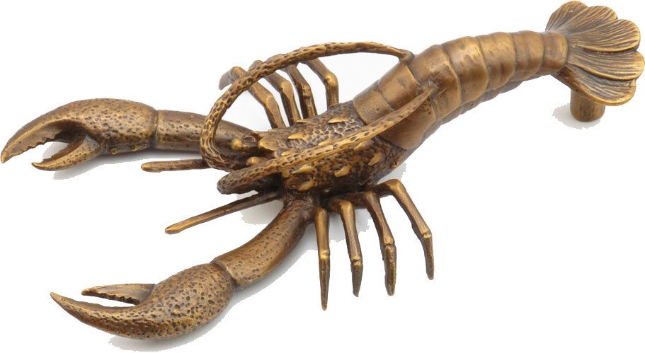 Solid Brass Lobster Pull in Estate Dover