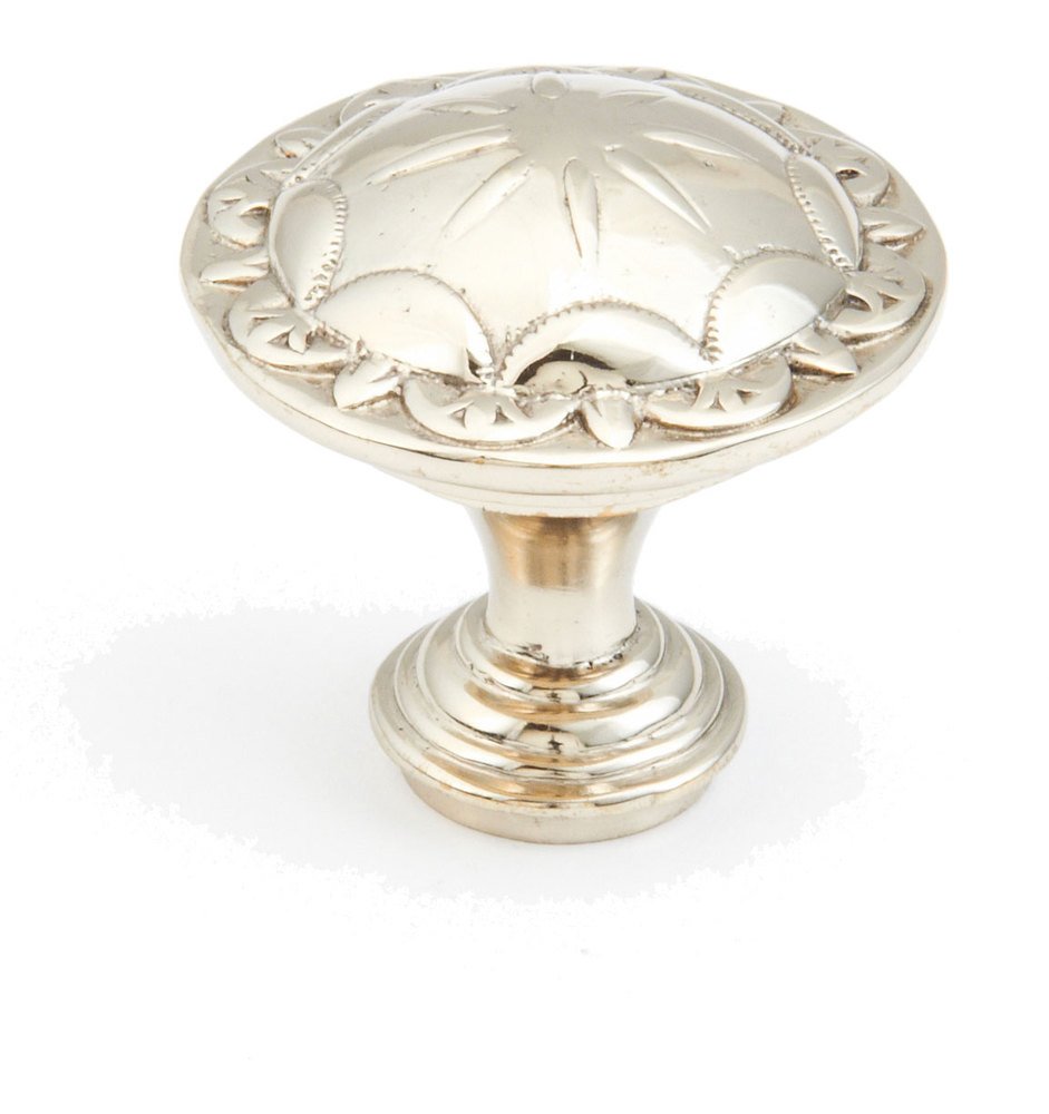 1 5/8" Diameter Solid Brass Decorative Knob in White Brass
