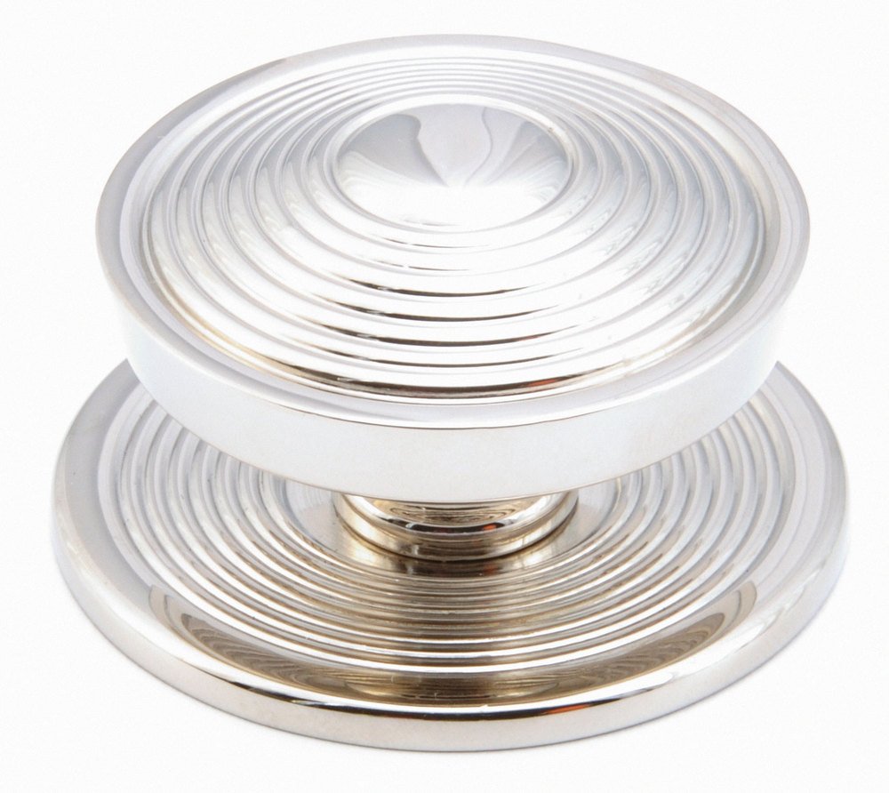 1 3/4" Diameter Solid Brass Large Concentric Knob with Matching Backplate in Polished Nickel