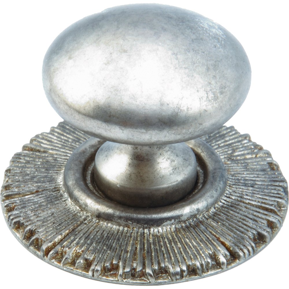Solid Brass burst Knob with Backplate in Silver Antique